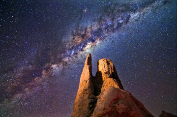 Фото бесплатно астрономия, космос, Галактика, звездное небо, ночь, скалы, вид снизу