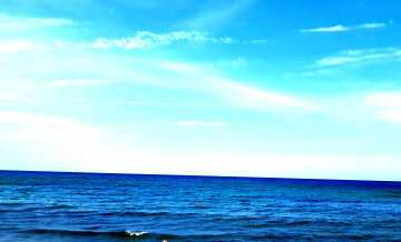море, небо, горизонт, волны