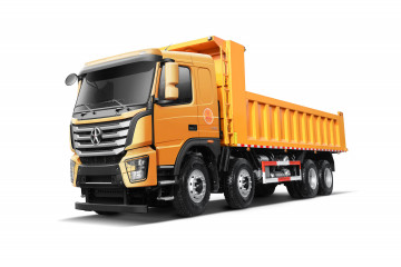 Фото бесплатно грузовик, китаянка, желтая машина, белый фон