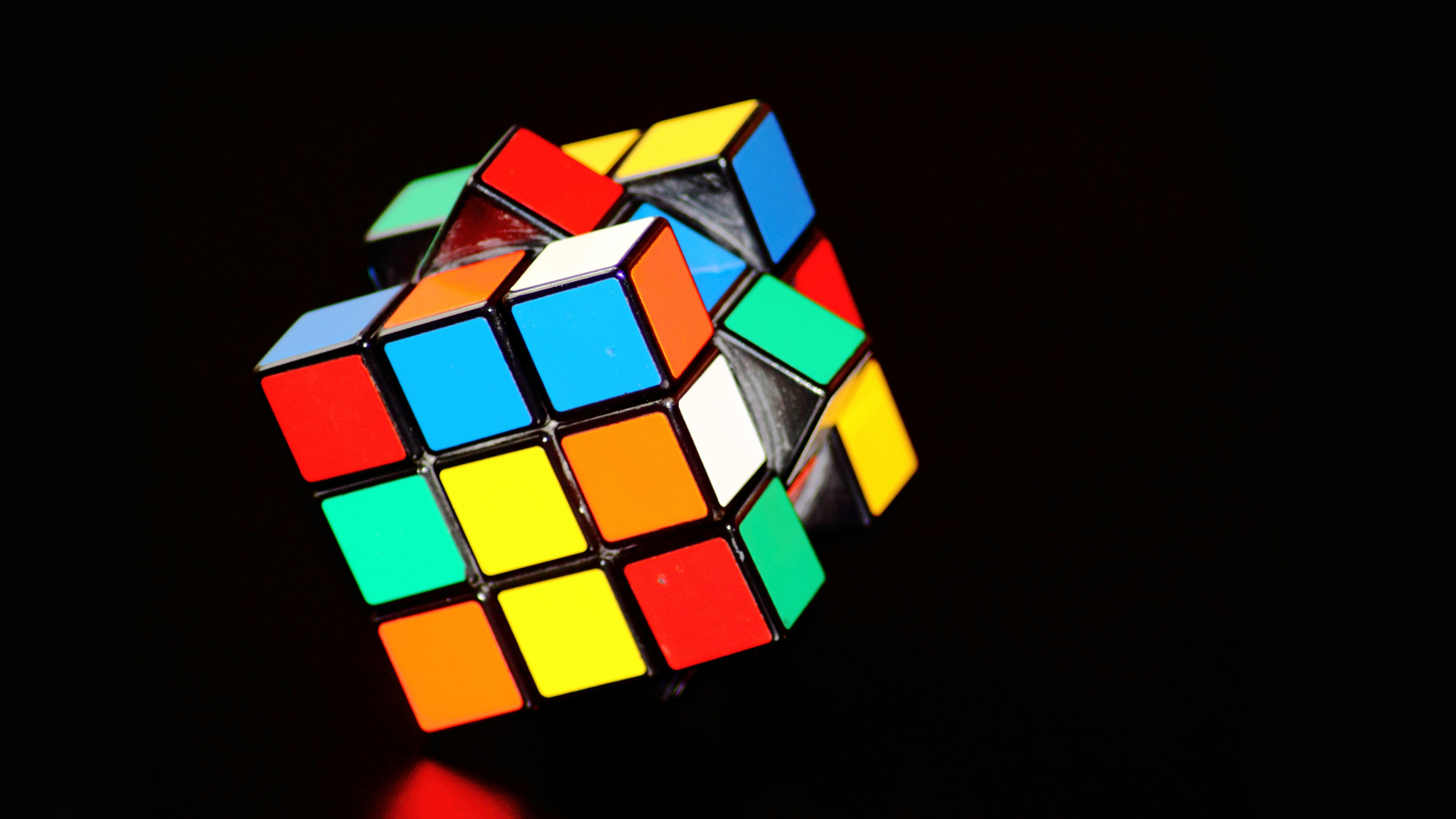 минимализм, кубик Рубика, чёрный фон, кубик, 3840х2160, 4к