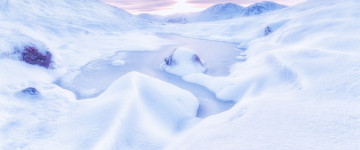 Шотландское нагорье зимой, снег, природа, замерзшее озеро, 4К обои хорошего качества