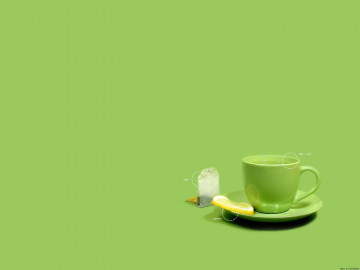 минимализм, зеленая чашка с блюдцем, пакетик чая, зеленый фон, minimalism, green cup and saucer, tea bag, green background