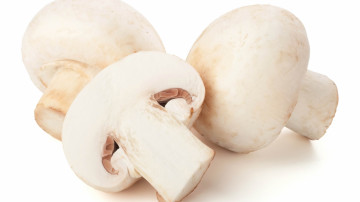 грибы шампиньоны, на белом фоне, еда, 4К обои