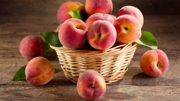 Ultra HD 4K wallpapers, еда, фрукты, персики в корзинке, Food, fruit, peaches in a basket