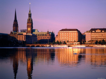 Гамбург, Германия, города, страны, Европа, архитектура, река, 1600х1200, Hamburg, Germany, cities, countries, Europe, architecture, river