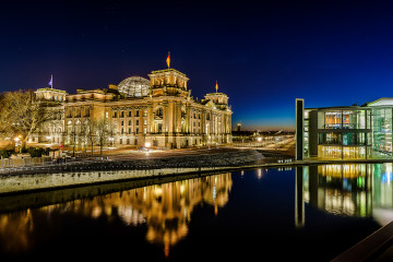 Фото бесплатно ночь, река, Германия, город, отражение в воде