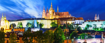 Прага, самый большой замок в мире, здание, архитектура, город, 5К, обои 3440х1440