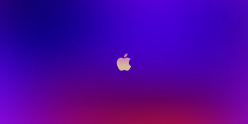 ultra hd 4k wallpaper, минимализм, логотип  Apple, сине-фиолетовый фон