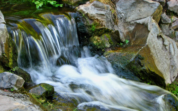 водопад, камни, природа, красивые качественные обои, Waterfall, stones, nature, beautiful high-quality wallpaper