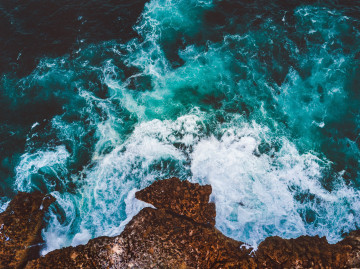 Фото бесплатно океан, вид сверху, пена, волна, бриз