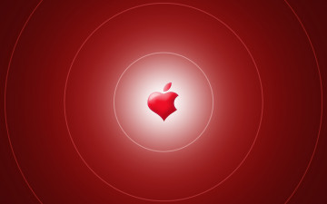 Apple, логотип, в виде сердечка, бордовый фон, logo, a heart, burgundy background