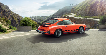 Фото бесплатно Porsche 911, оранжевый, вид сзади, ретро автомобили