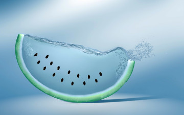 арбуз, долька, арбуз из воды, синий цвет, креатив обои, скачать, watermelon slice, watermelon out of the water, blue, creative wallpaper download