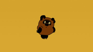 Вини-пух, медведь, минимализм, желтый фон, мультяшный персонаж, Winnie the Pooh, a bear, minimalism, yellow background, cartoon