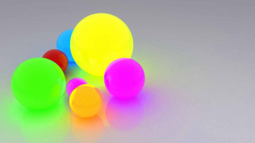 минимализм, разноцветные шары на сером фоне, minimalisme, boules colorées sur fond gris, ミニマル、灰色の背景にカラフルなボール