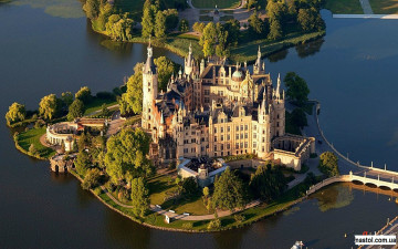 замок, город, Шверин, озеро, природа, архитектура, красивые обои, Castle, city, Schwerin, lake, nature, architecture, beautiful wallpaper