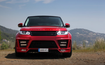 Фото бесплатно Range Rover, красный, авто, внедорожник, горы на заднем фоне