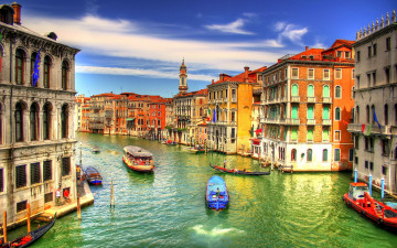 Венеция, Италия, дома, река, лодки, город, архитектура, небо, красивые обои, Венеция, Италия, дома, река, лодки, город, архитектура, небо, красивые обои