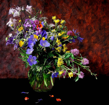 Фото бесплатно натюрморт, ваза, полевые цветы