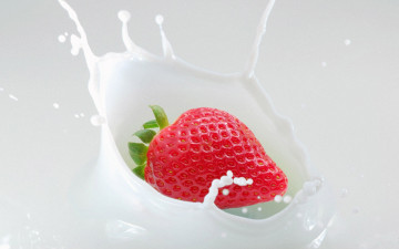 клубника в молоке, брызги, макро, еда, ягода, очень красивые качественные обои, Strawberry in milk, spray, macro, food, berry, very beautiful quality wallpaper