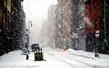 снегопад на улицах города, 2560х1600