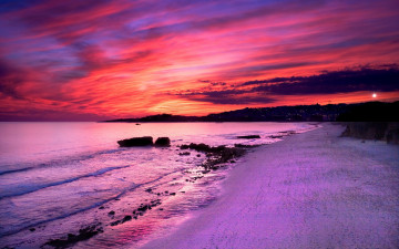 море, закат, вечер, берег, небо, природа, обои, Sea, sunset, evening, shore, sky, nature, wallpaper