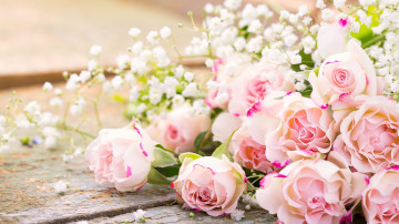 цветы, букет, розовые розы, ландыши, flowers, bouquet, pink roses, lilies of the valley