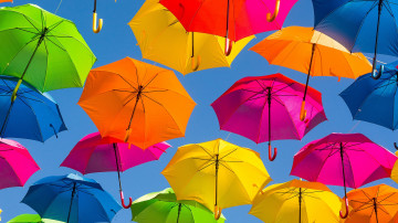 разное, разноцветные зонтики, небо, 3840х2160, 4к