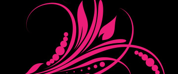 3440х1440, 4К обои розовый цветок-узор на черном фоне