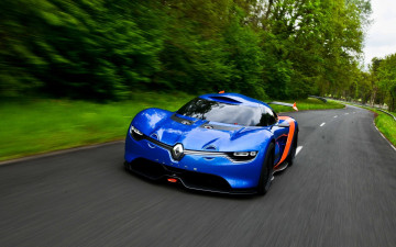 Фото бесплатно автомобиль, концепт-кары, синий Renault, дорога, скорость, асфальт, трасса