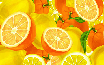 рисованные обои, цитрус, фрукт, апельсины, лимоны, половинки, drawn wallpaper, citrus, fruit, oranges, lemons, halves