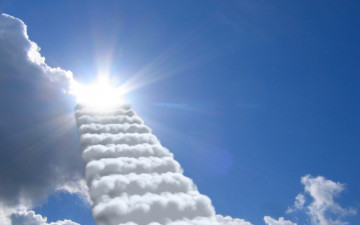 лестница в небо, креатив, 4К обои широкоформатные, облака, лучи солнца, ladder to heaven, creative, 4K wallpapers widescreen, clouds, rays of the sun