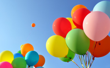 воздушные шарики разноцветные, небо, яркие красивые обои, Colorful balloons, sky, bright beautiful wallpaper