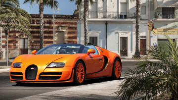 Фото бесплатно Bugatti, кабриолеты, машины, пальмы