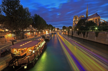 Фото бесплатно ночной город, Париж, Нотр-Дам