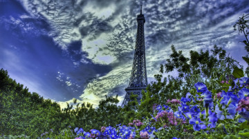 Фото бесплатно небо, цветы, Эйфелева Башня, Франция, Париж