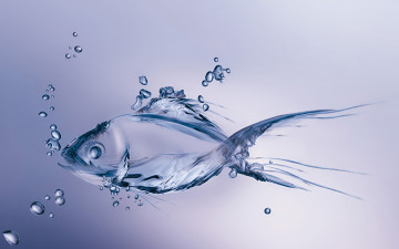 рыбка из льда, пузырьки, вода, минимализм, fish from the ice, bubbles, water, minimalism