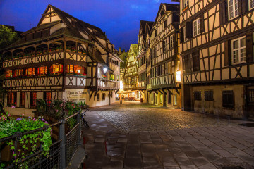 Фото бесплатно Франция, Страсбург, здания, улица, ночной город