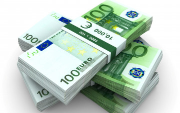 100 Є, Euro, пачки денег, валюта, купюры, stacks of money, currency, bills