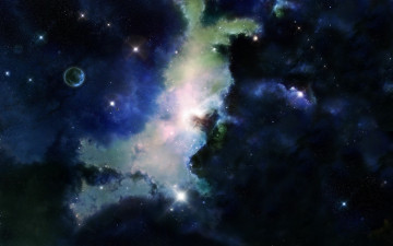 Фото бесплатно туманность, планета, огни, космос