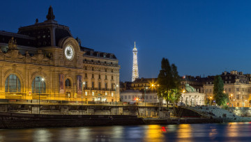 Фото бесплатно Франция, набережная, ночной город, освещение, река, улица