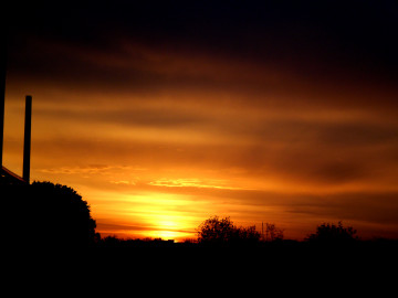 закат, солнце, оранжевое небо, вечер, природа