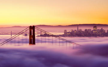 Фото бесплатно Сан-Франциско, мир, город, утро, рассвет, мост в тумане, туман