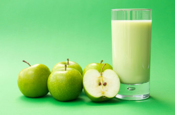натюрморт, зеленые яблоки, сок, стакан, Still, green apples, juice, glass