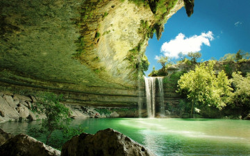 nature, canyon, waterfall, rock, stones, pond, plants, sky, beautiful landscape, природа, каньон, водопад, скала, камни, водоем, растения, небо, красивый пейзаж