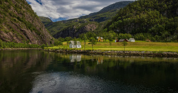 Обои на рабочий стол Норвегия, река, горы, красивый пейзаж