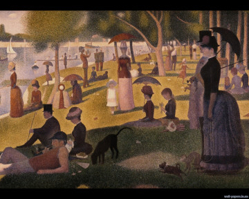 картина, берег реки, 19 век, люди на отдыхе, собаки, дети, painting, river, 19th century, people on holiday, dog, children