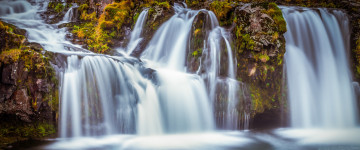 kirkjufellsfoss, водопад, Исландия, природа, 3440x1440