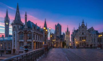 Фото бесплатно здания, Гент Бельгия, дома, вечерний город