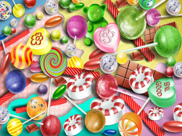 картинка, рисунок, конфеты, сладкое, леденцы, ассорти, десерт